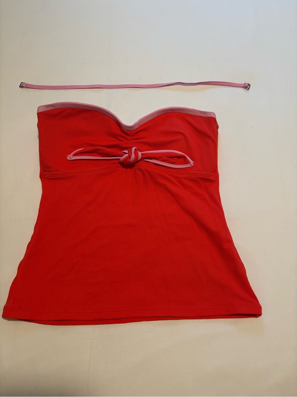 Tommy Bahama Island Cays Cabana Tie-Front Bandeau Tankini Top -Coral